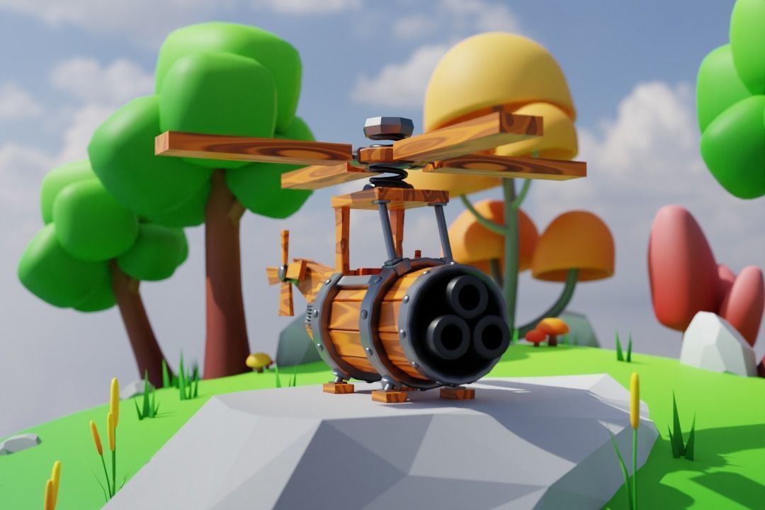 COC Battle Helicopter - Free Environment Low-poly 3D model_3