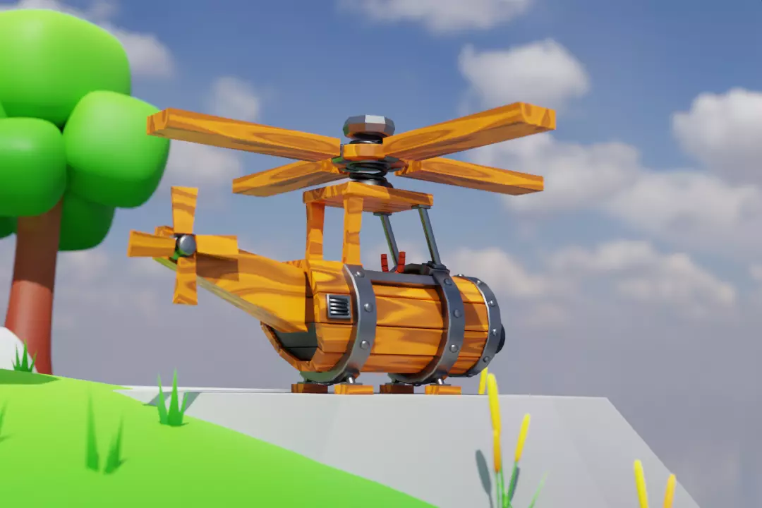 COC Battle Helicopter - Free Environment Low-poly 3D model_0