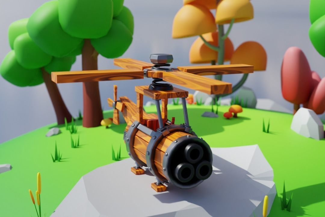 COC Battle Helicopter - Free Environment Low-poly 3D model_2