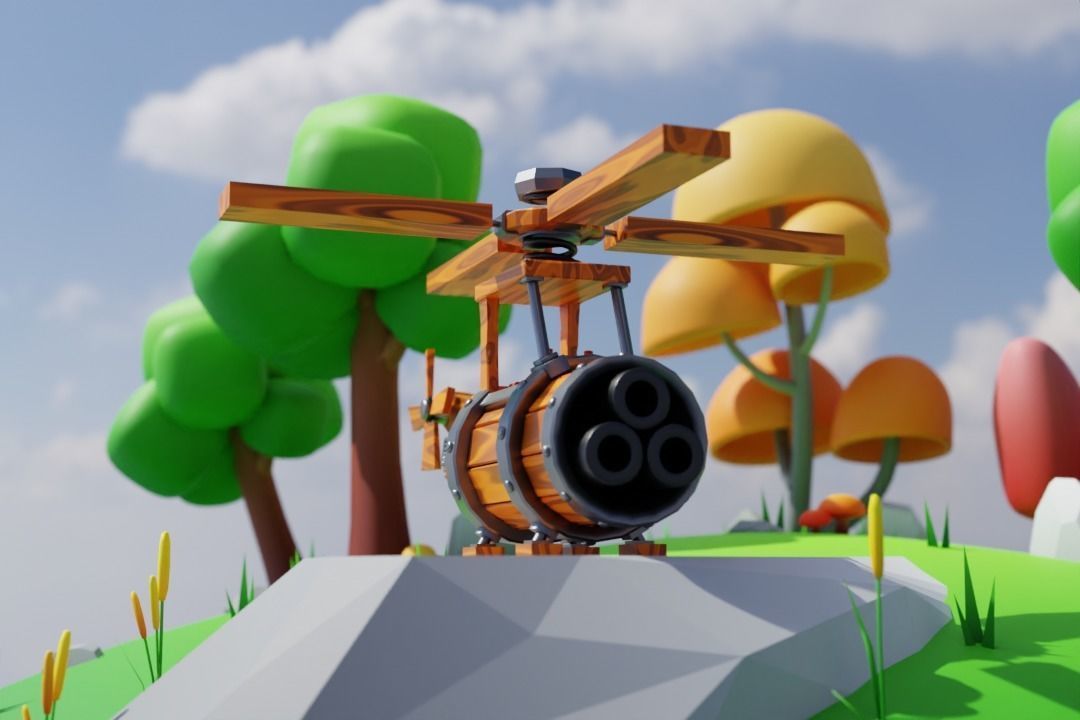 COC Battle Helicopter - Free Environment Low-poly 3D model_6