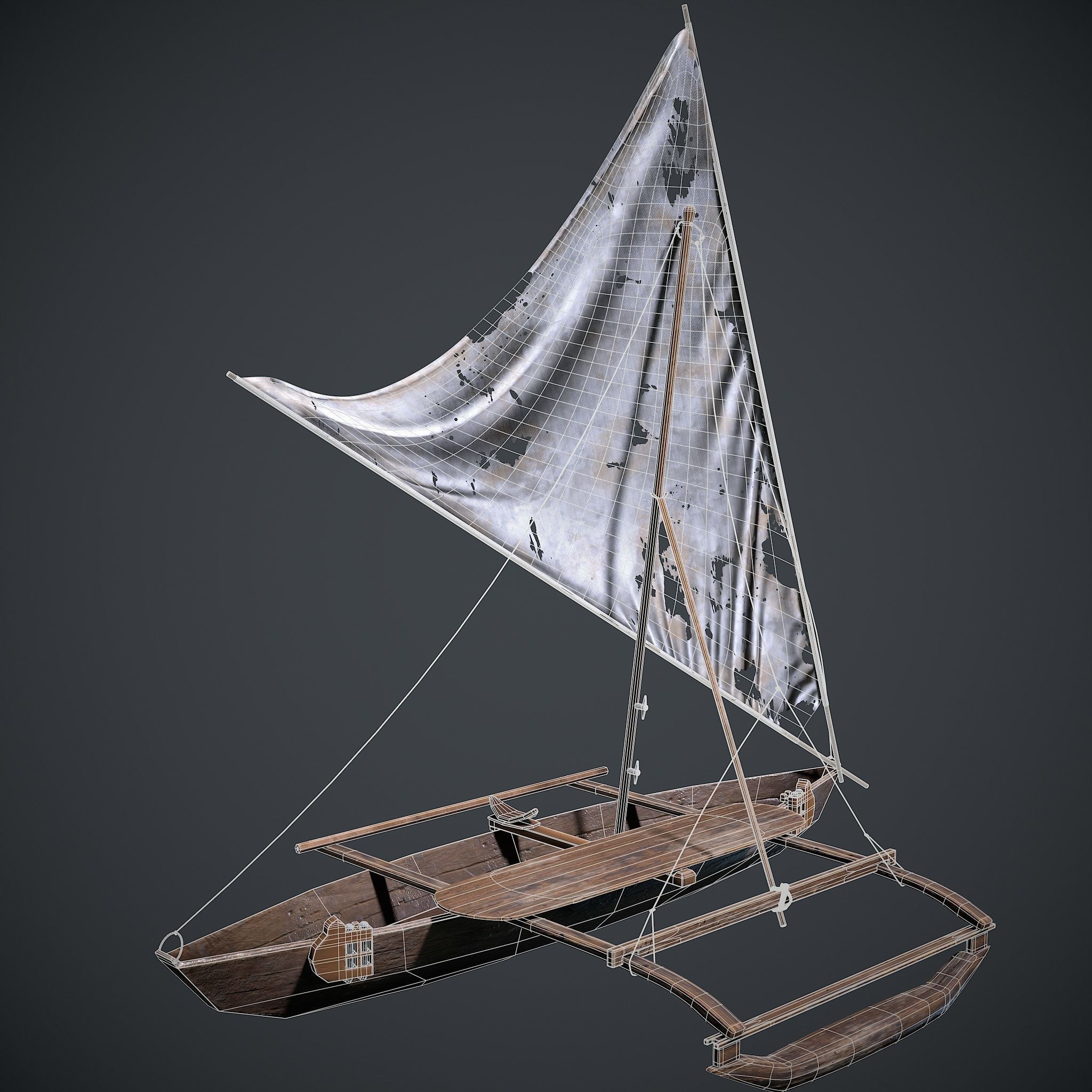 Old Ship Low-poly 3D model_6