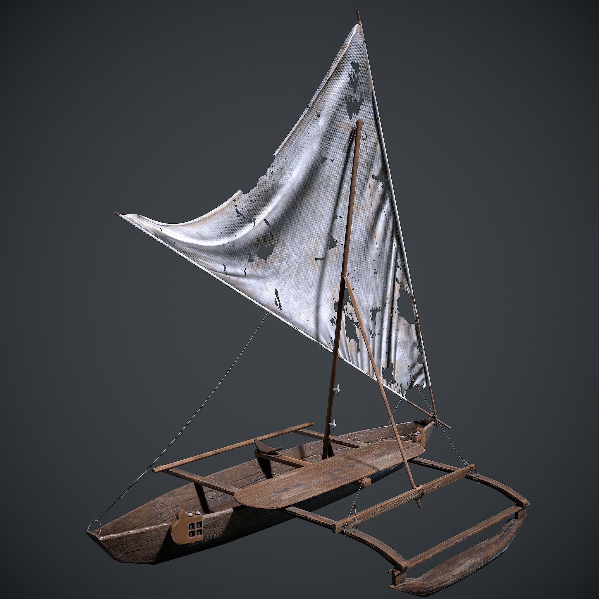 Old Ship Low-poly 3D model_2