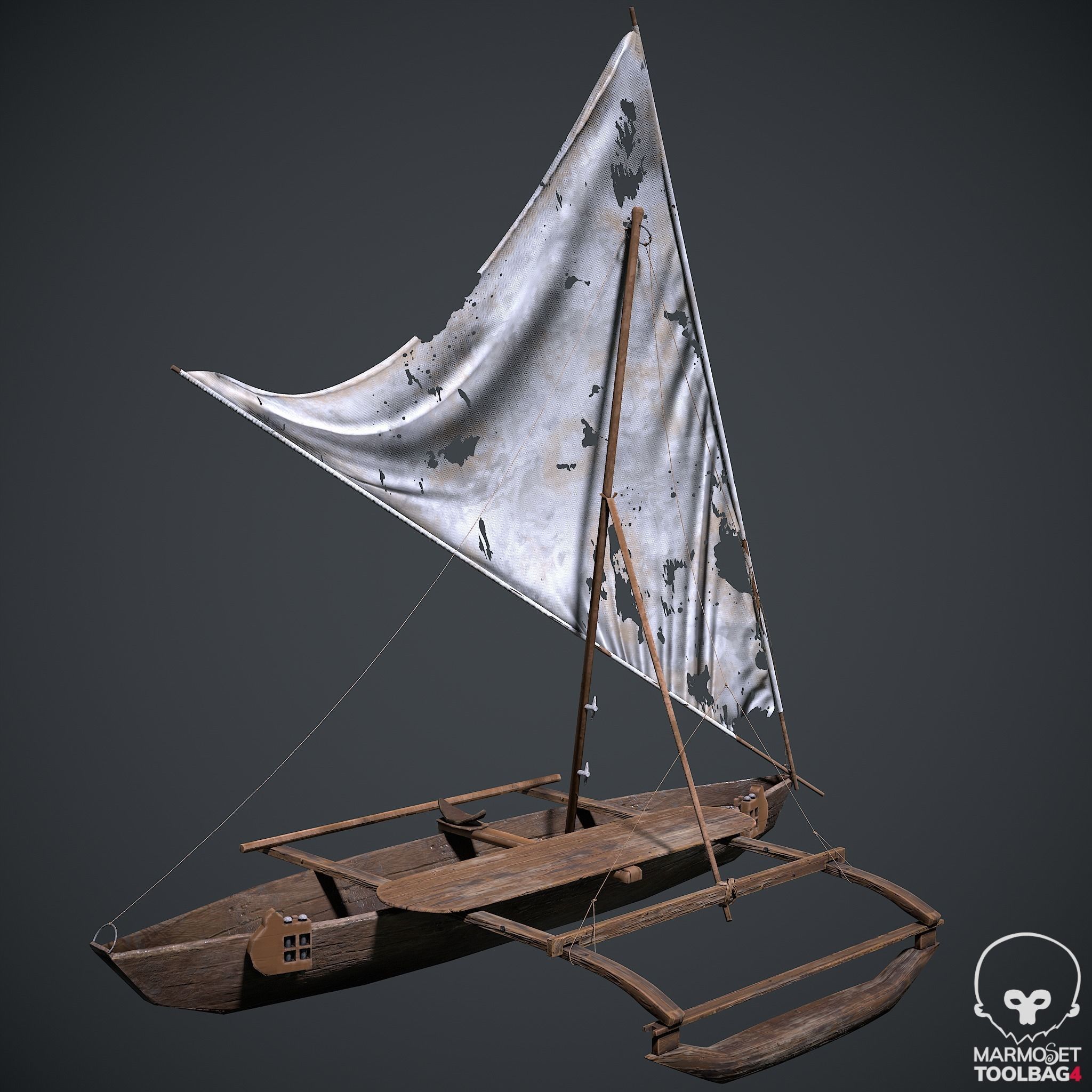 Old Ship Low-poly 3D model_1