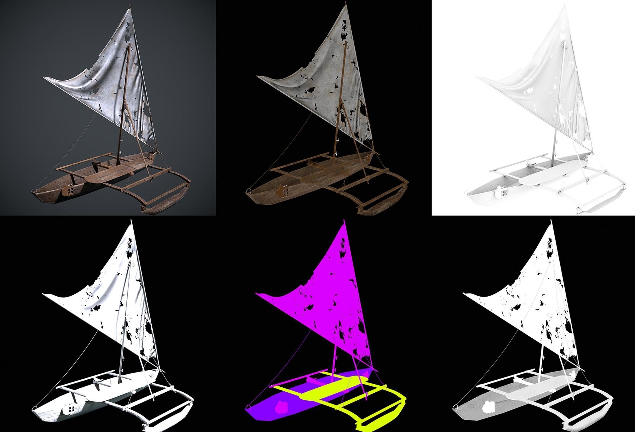 Old Ship Low-poly 3D model_3