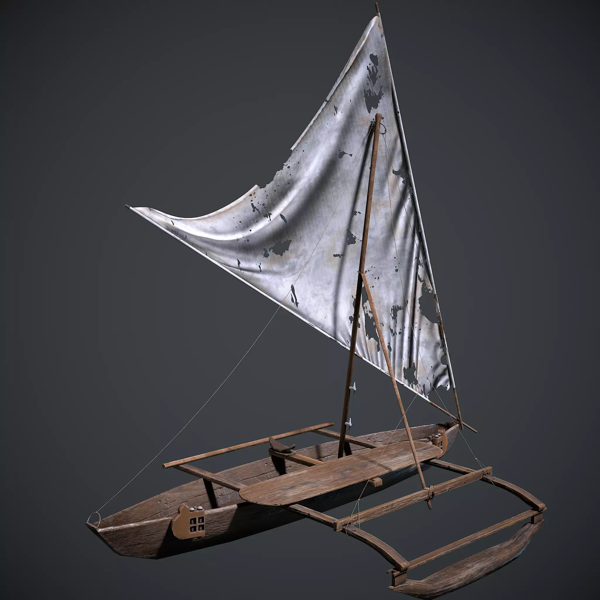 Old Ship Low-poly 3D model_0