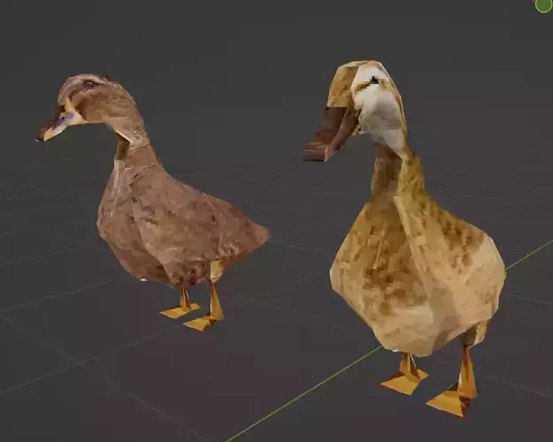 2 Ducks ps1 retro style low poly models