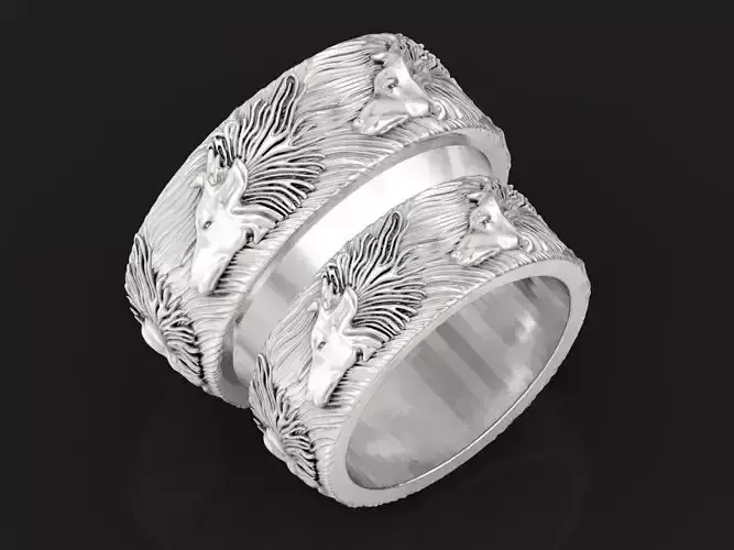 couple wedding rings wolves 1065