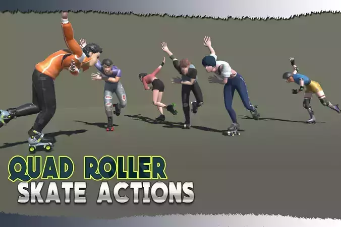 Quad Roller skaters Animations SA Low-poly 3D model