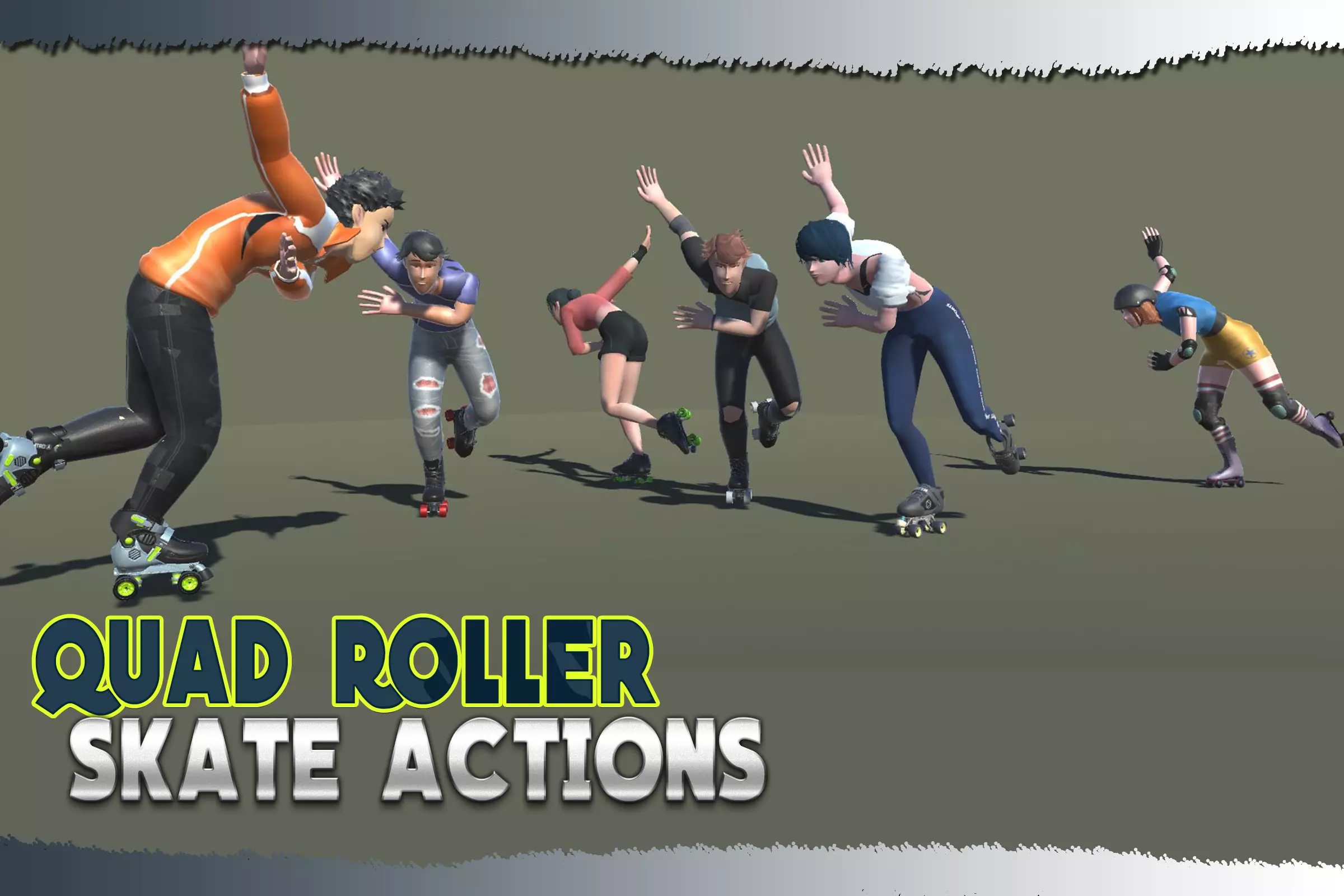 Quad Roller skaters Animations SA Low-poly 3D model_0