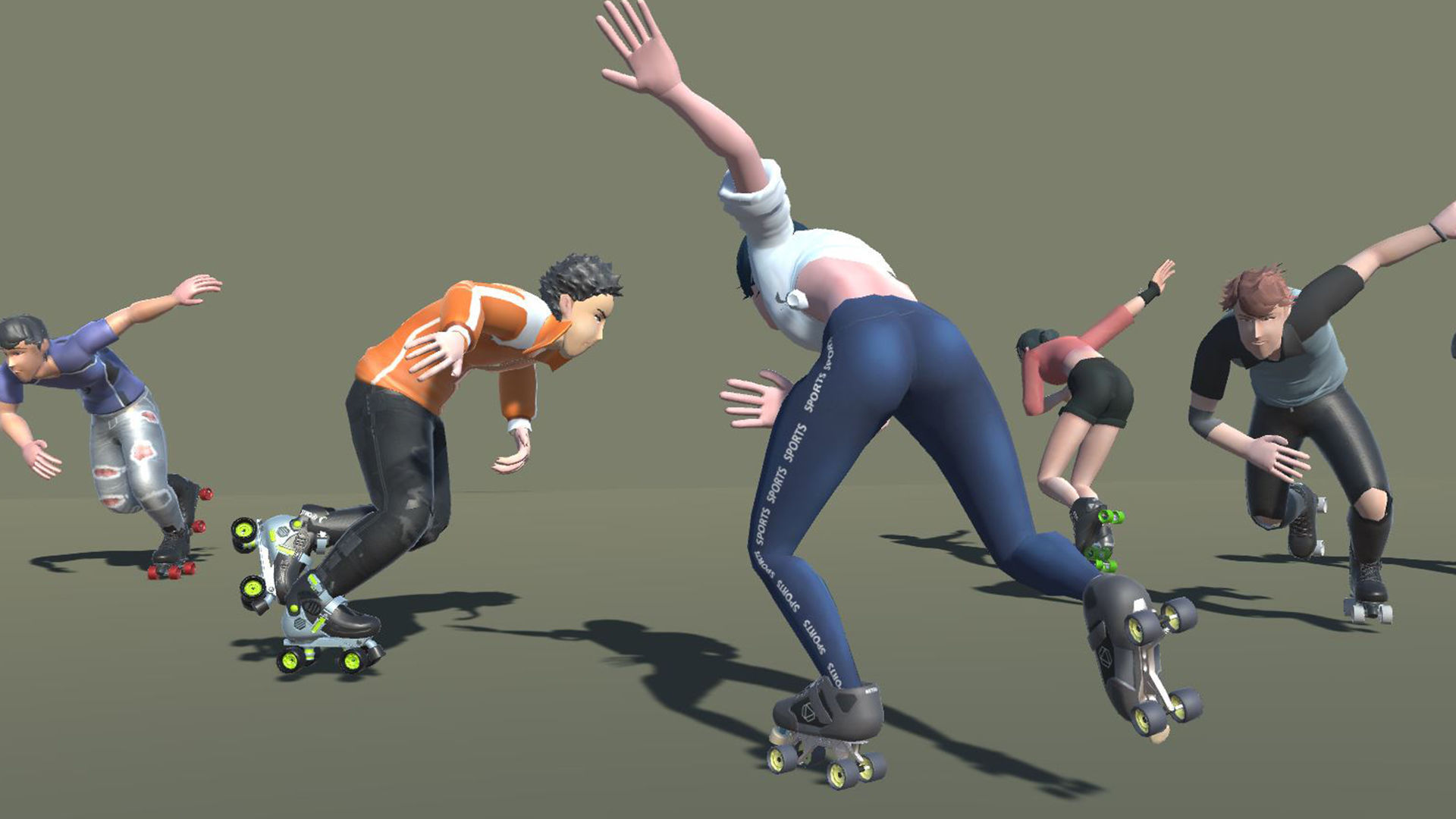 Quad Roller skaters Animations SA Low-poly 3D model_8