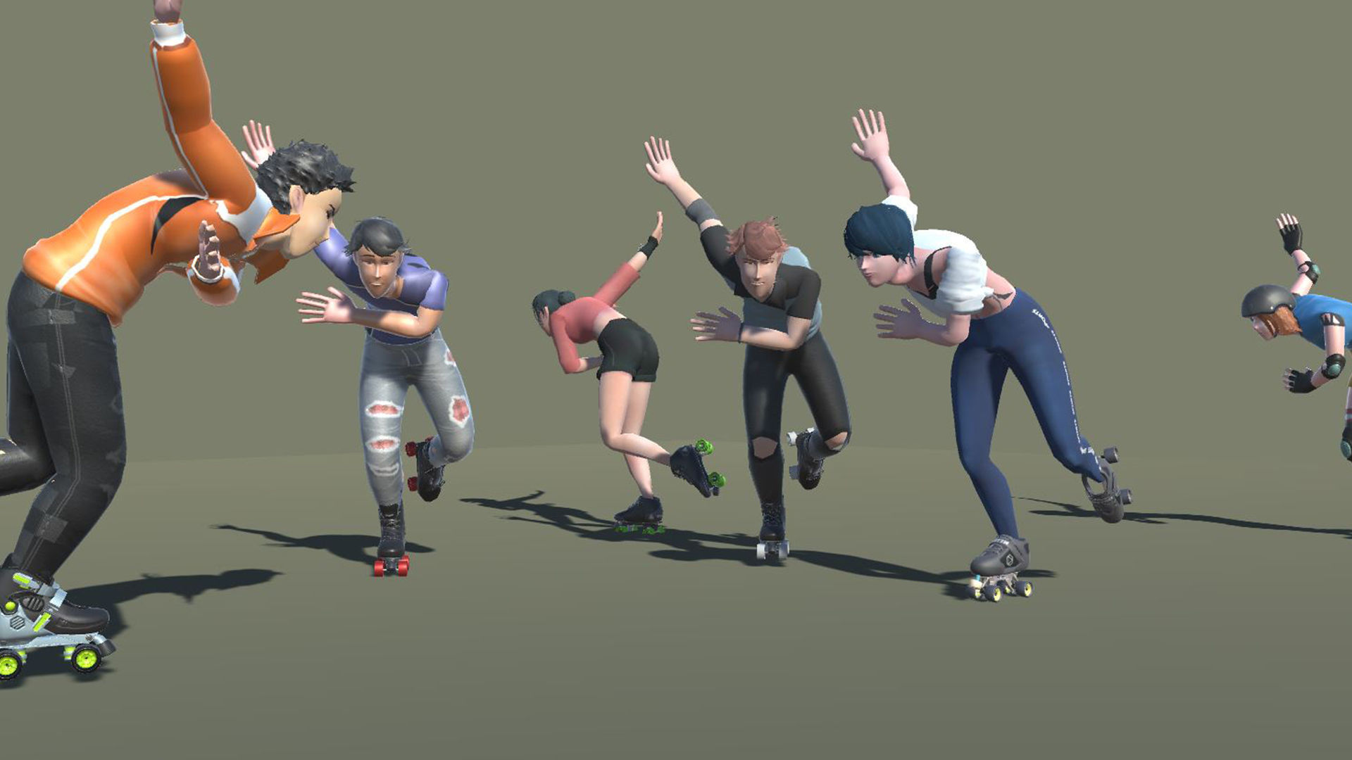 Quad Roller skaters Animations SA Low-poly 3D model_9