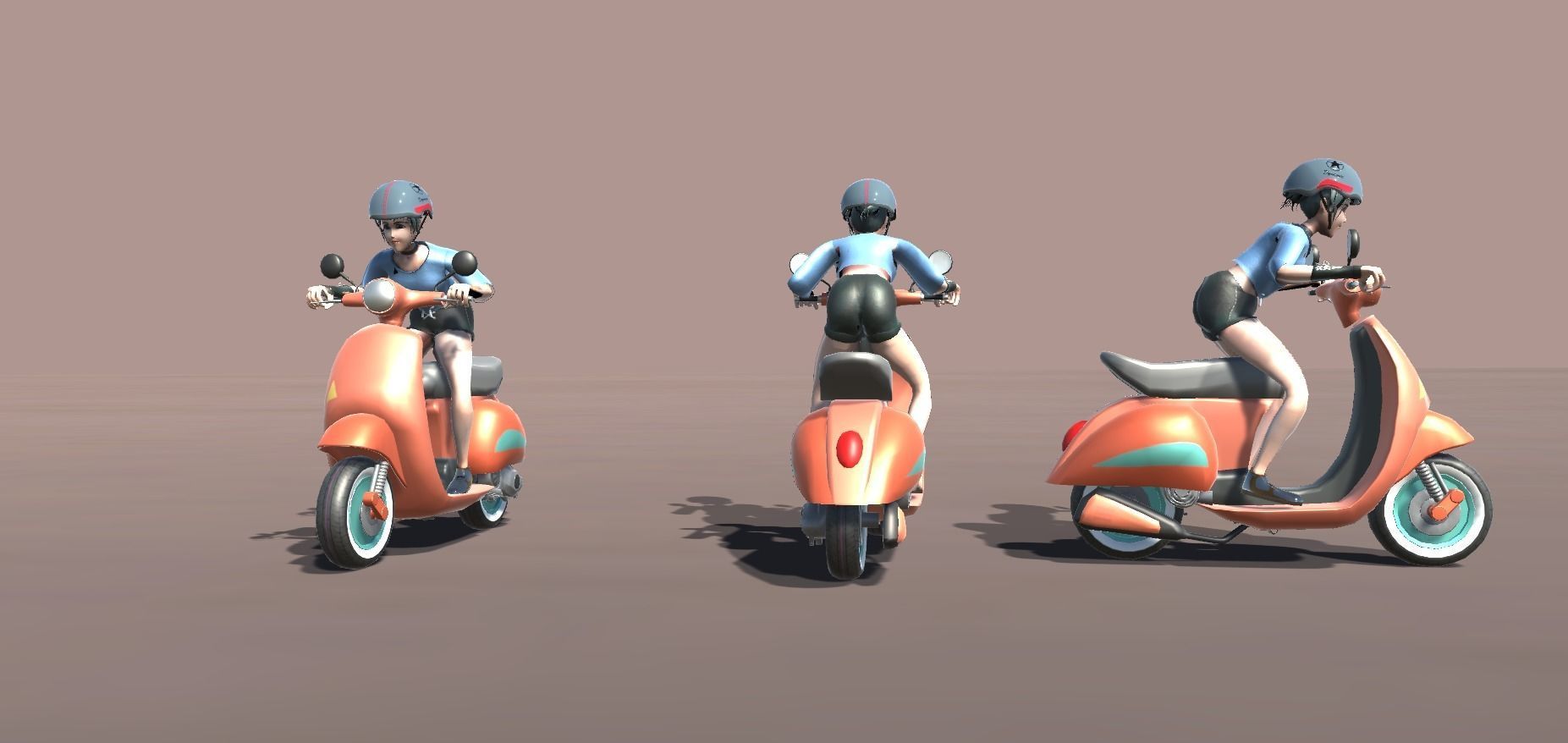 Scootie  Riders Animations  Low-poly 3D model_7
