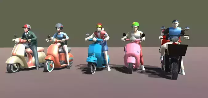 Scootie  Riders Animations  Low-poly 3D model