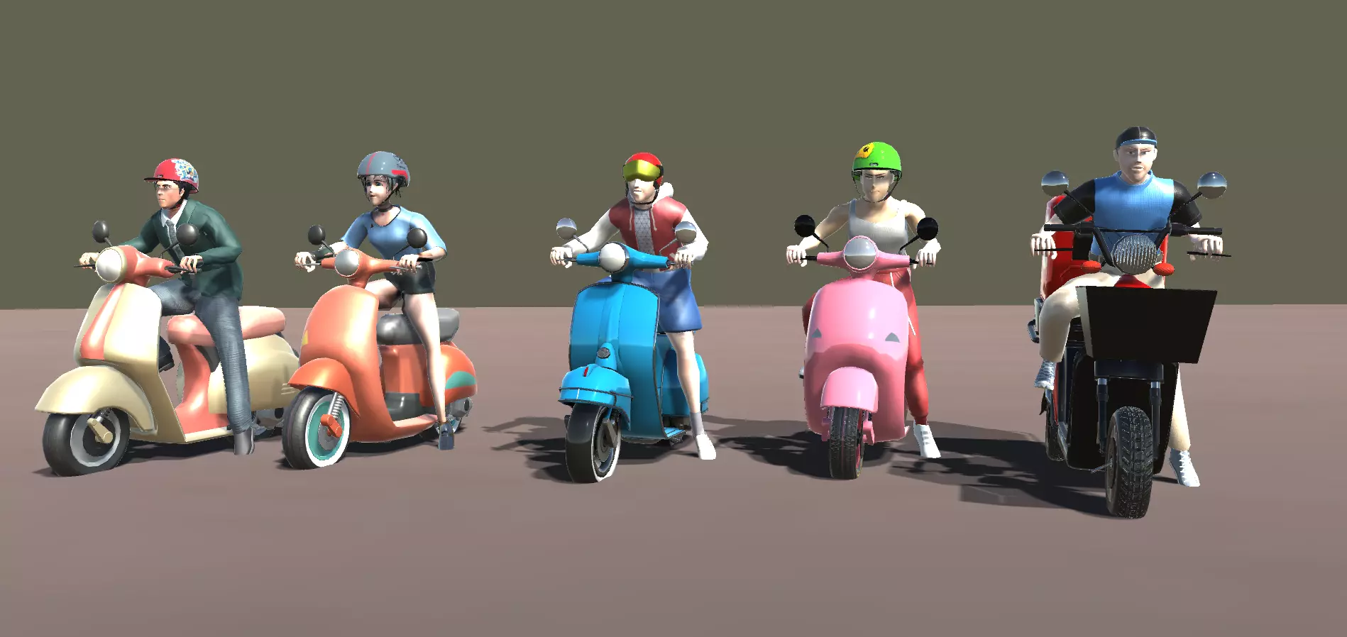 Scootie  Riders Animations  Low-poly 3D model_0