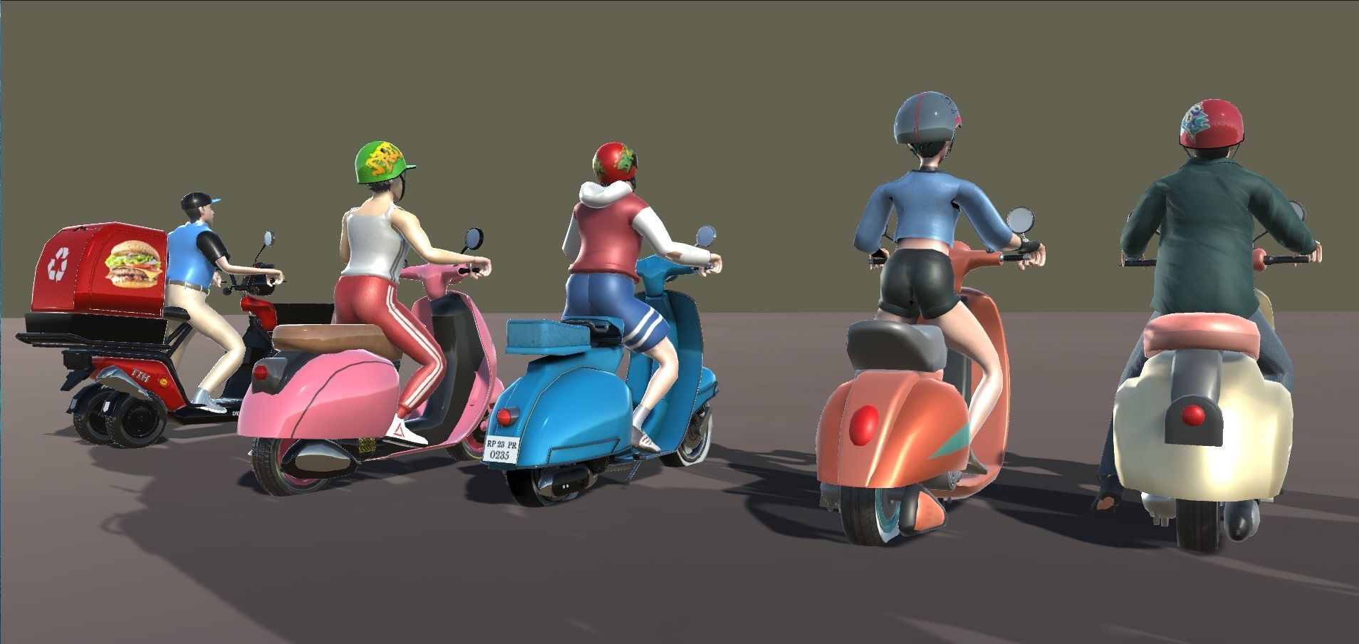 Scootie  Riders Animations  Low-poly 3D model_8