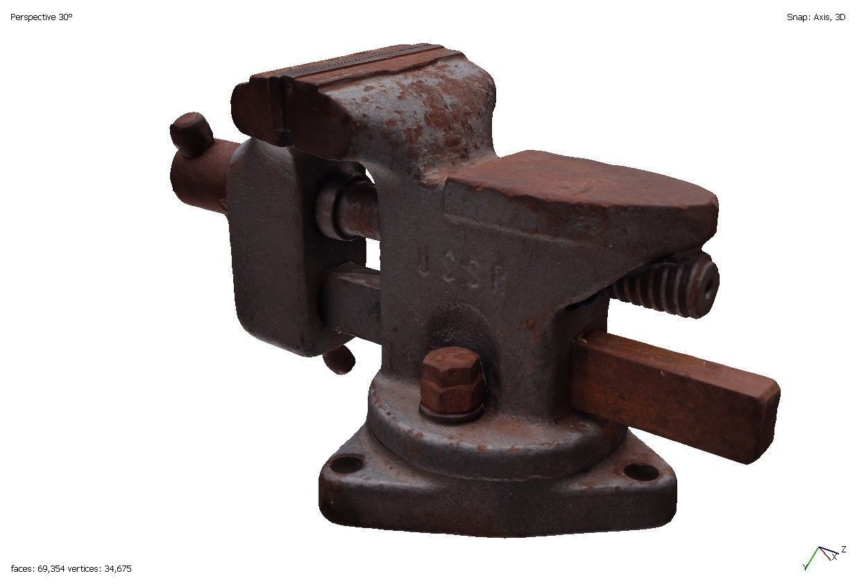 Old metal vise USSR 3D model_2