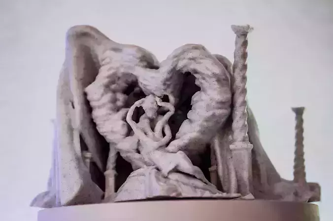 Cupid and Psyche statue in a romantic classical enivonment 3D print model