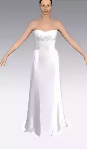 Dress silk satin detail line detail 