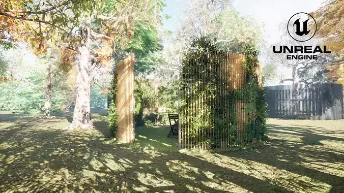 Private Round Pergolas in a forest  with Trees collection Low-poly 3D model