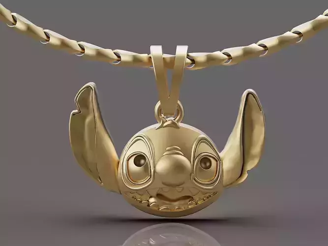 Stitch pendant  gold printable jewelry 3D model 3D print model