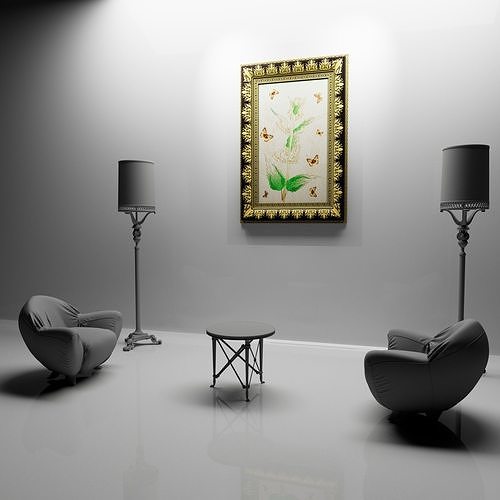 Pictorial wall carpet Low-poly 3D model
