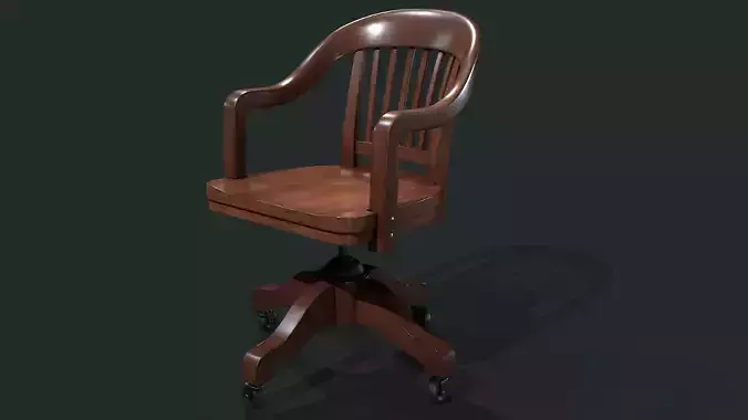 70s Vintage Retro Wooden Swivel Office Chair 