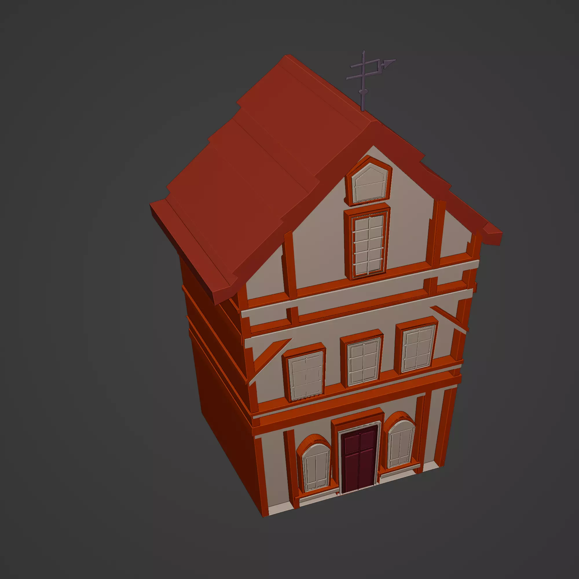 Medieval Building Low-poly 3D model_0