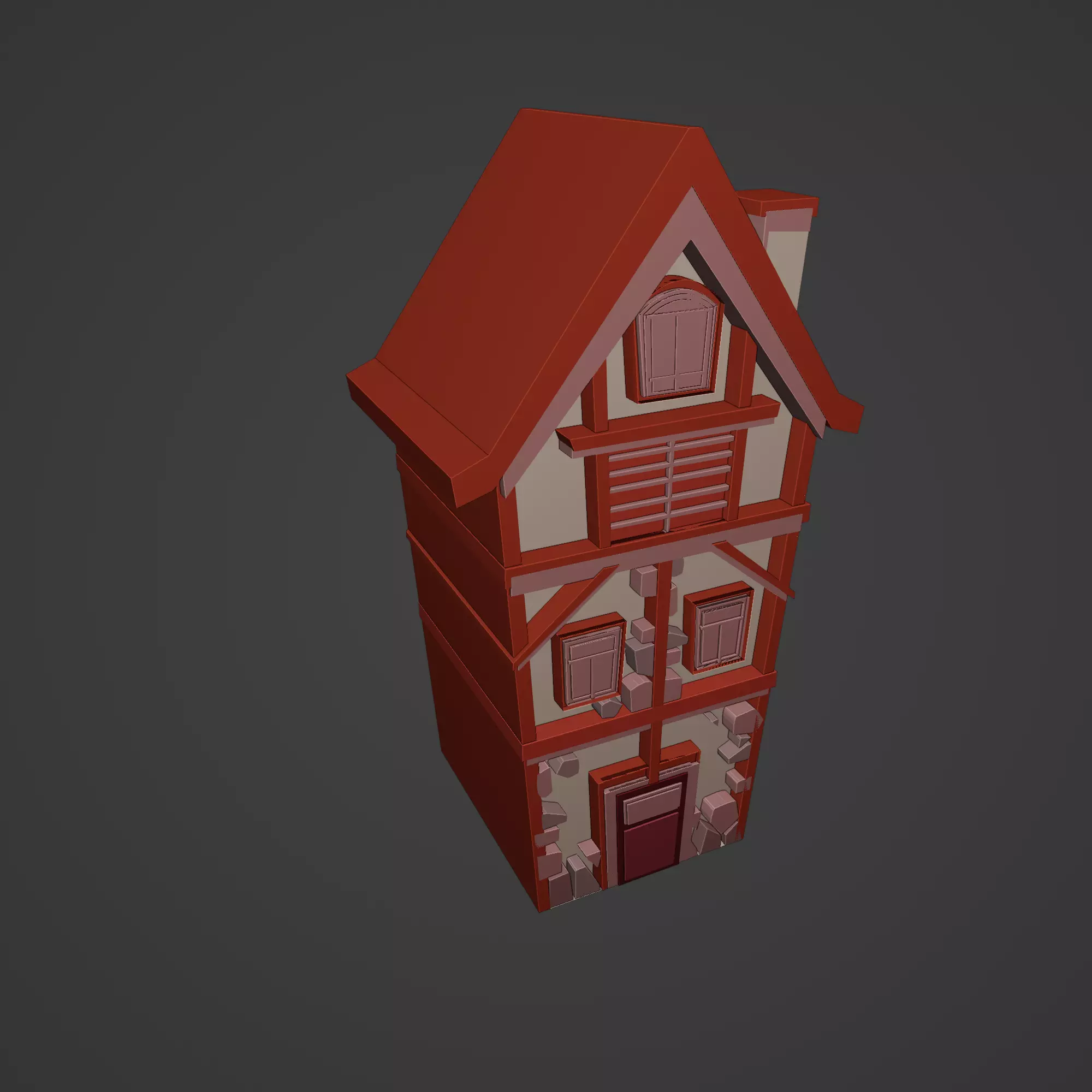 Medieval Building Low-poly 3D model_0
