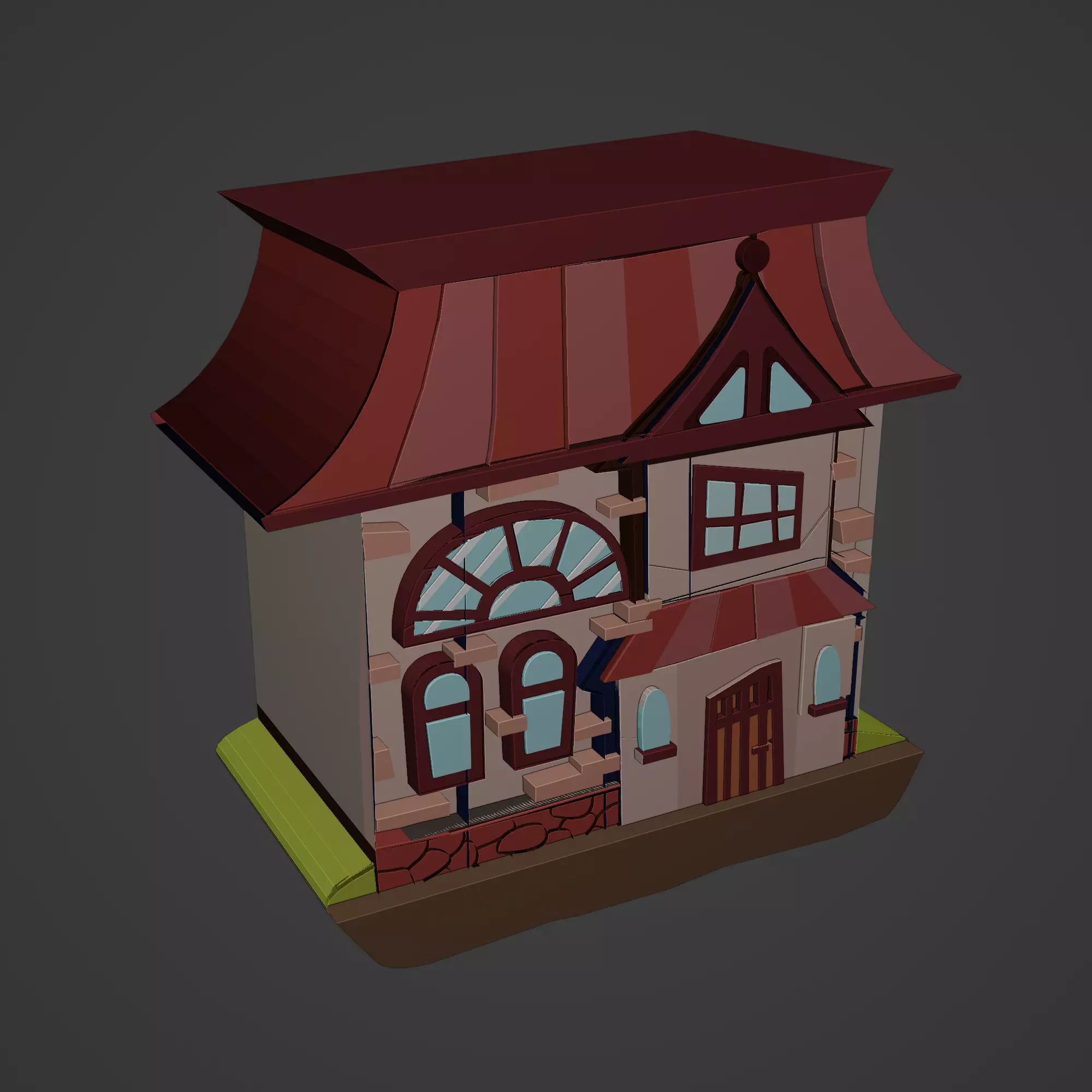 Medieval Building Low-poly 3D model_0