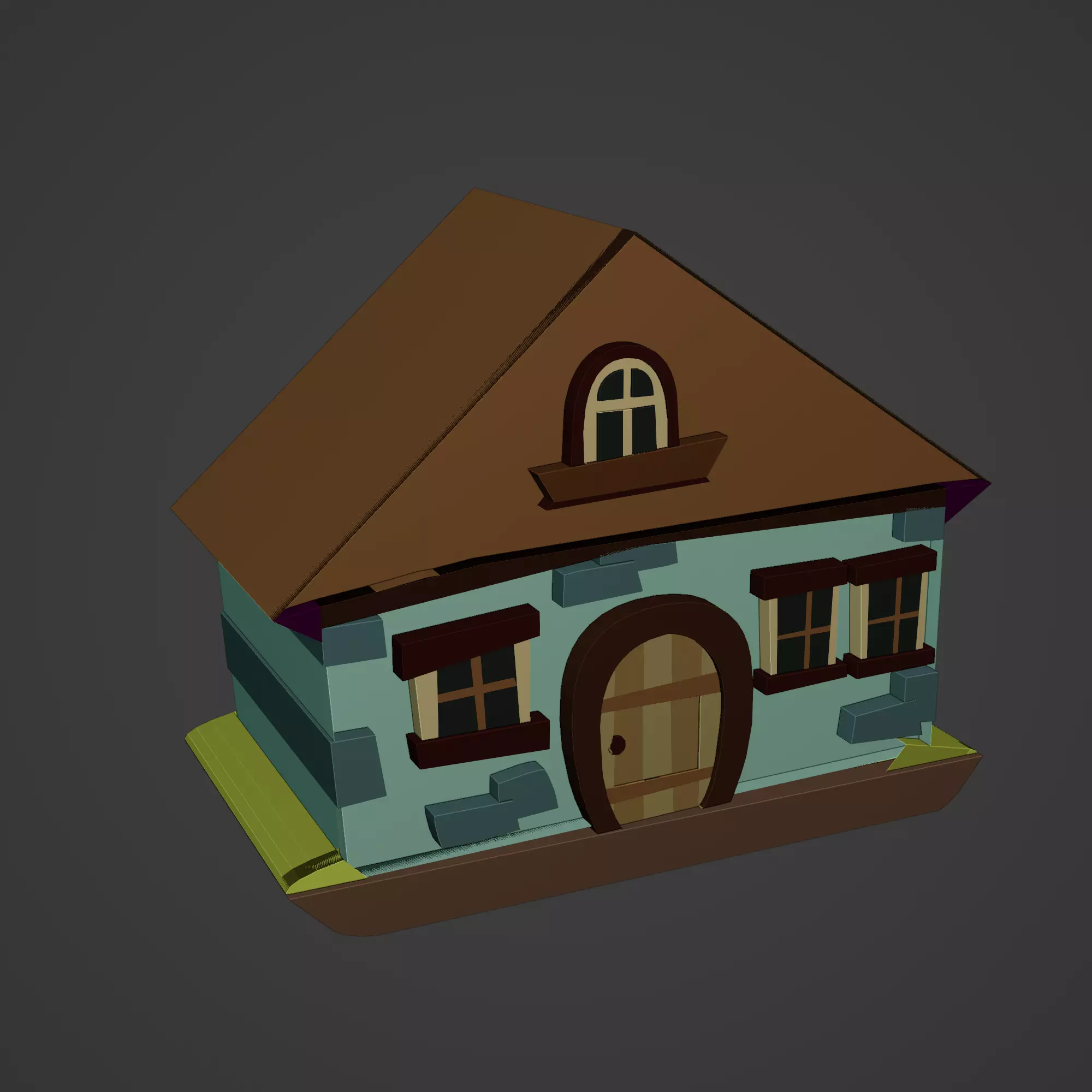 Medieval Building Low-poly 3D model_0
