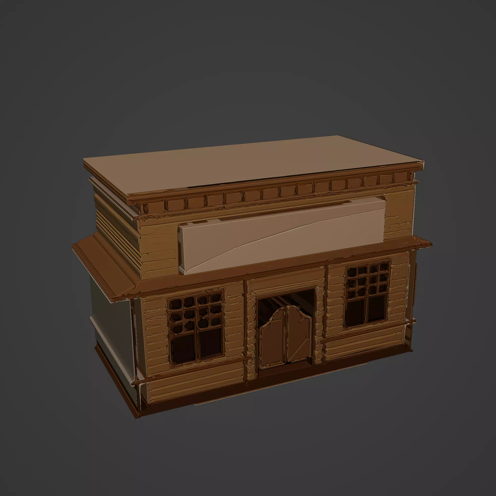  Western Building Low-poly 3D model_0