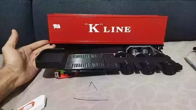 low-bed trailer chasis and truck whell  3D print model