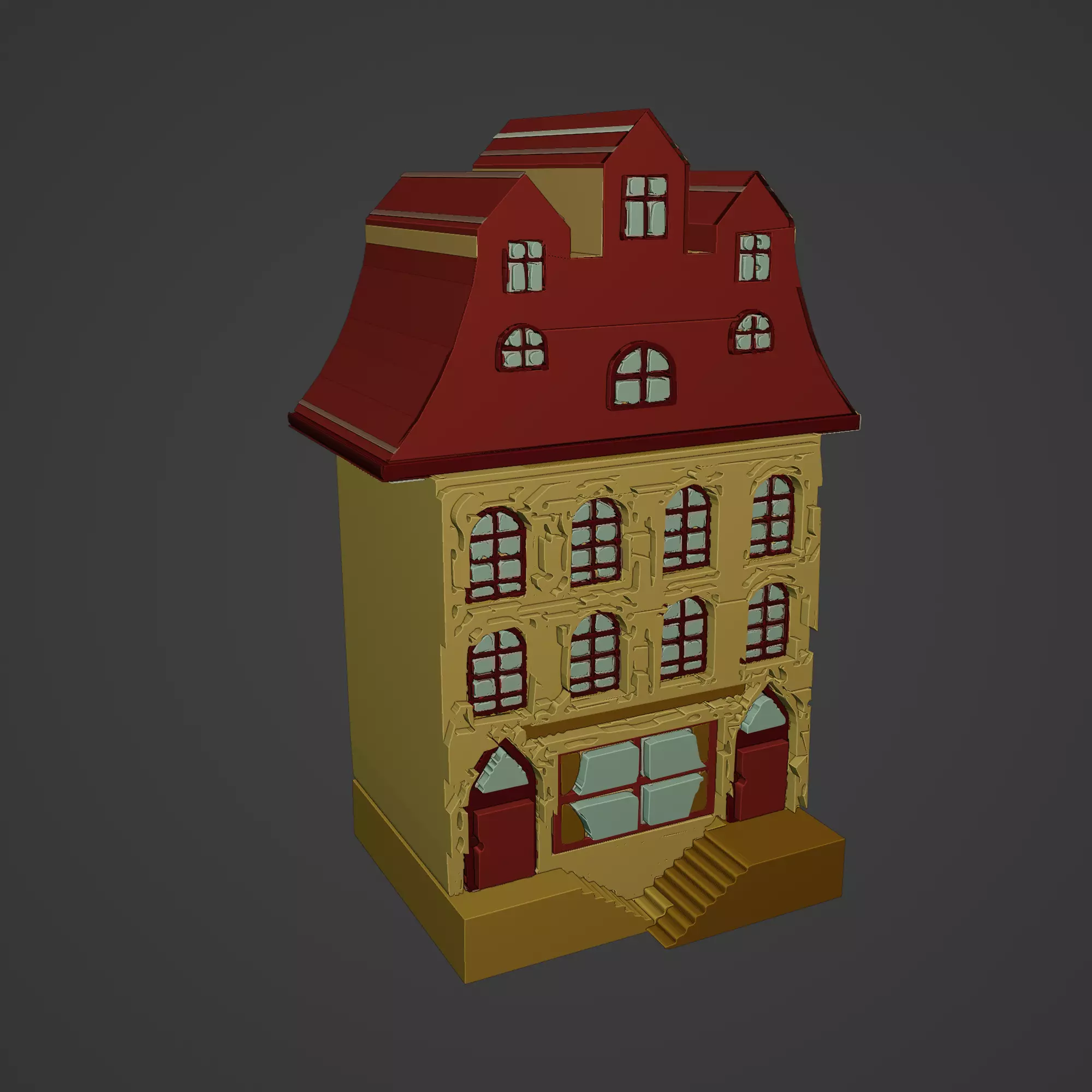 Medieval Building Low-poly 3D model_0