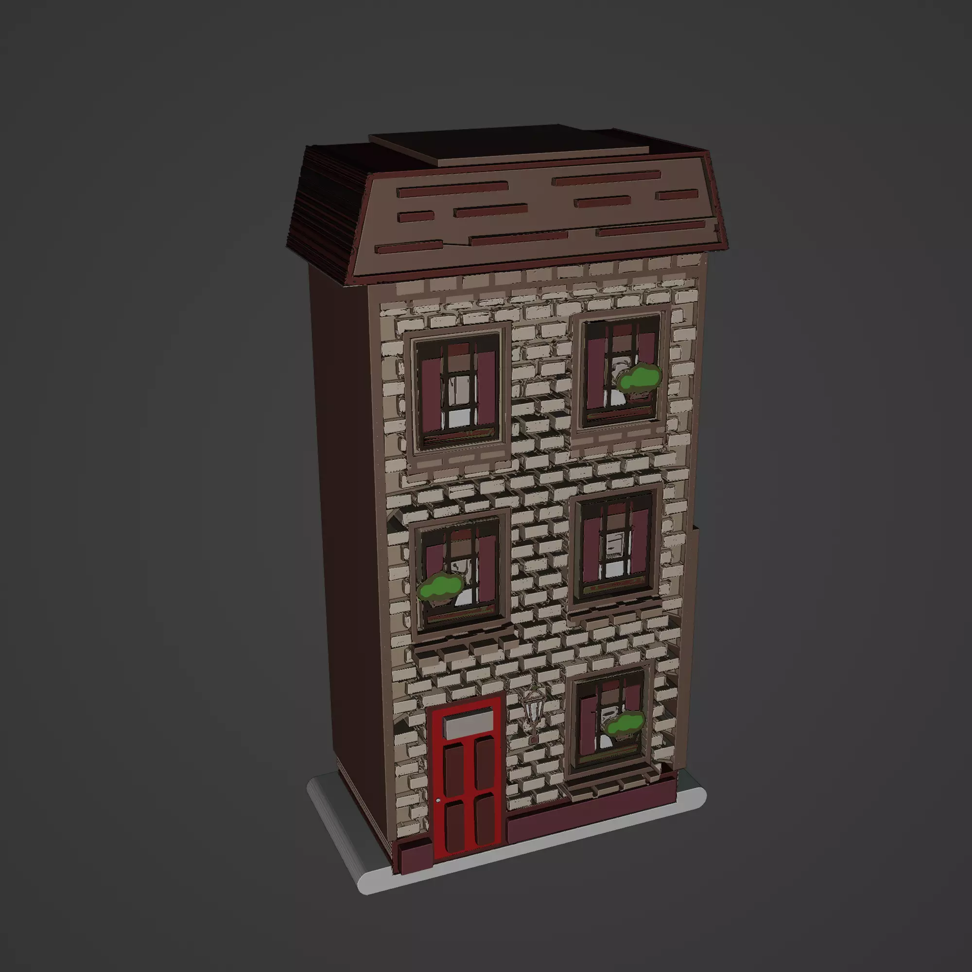 Medieval Building Low-poly 3D model_0