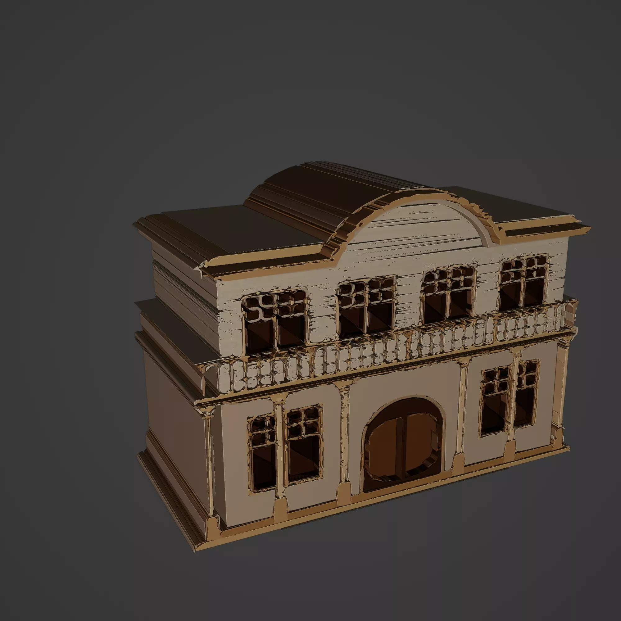 Western Building Low-poly 3D model_0