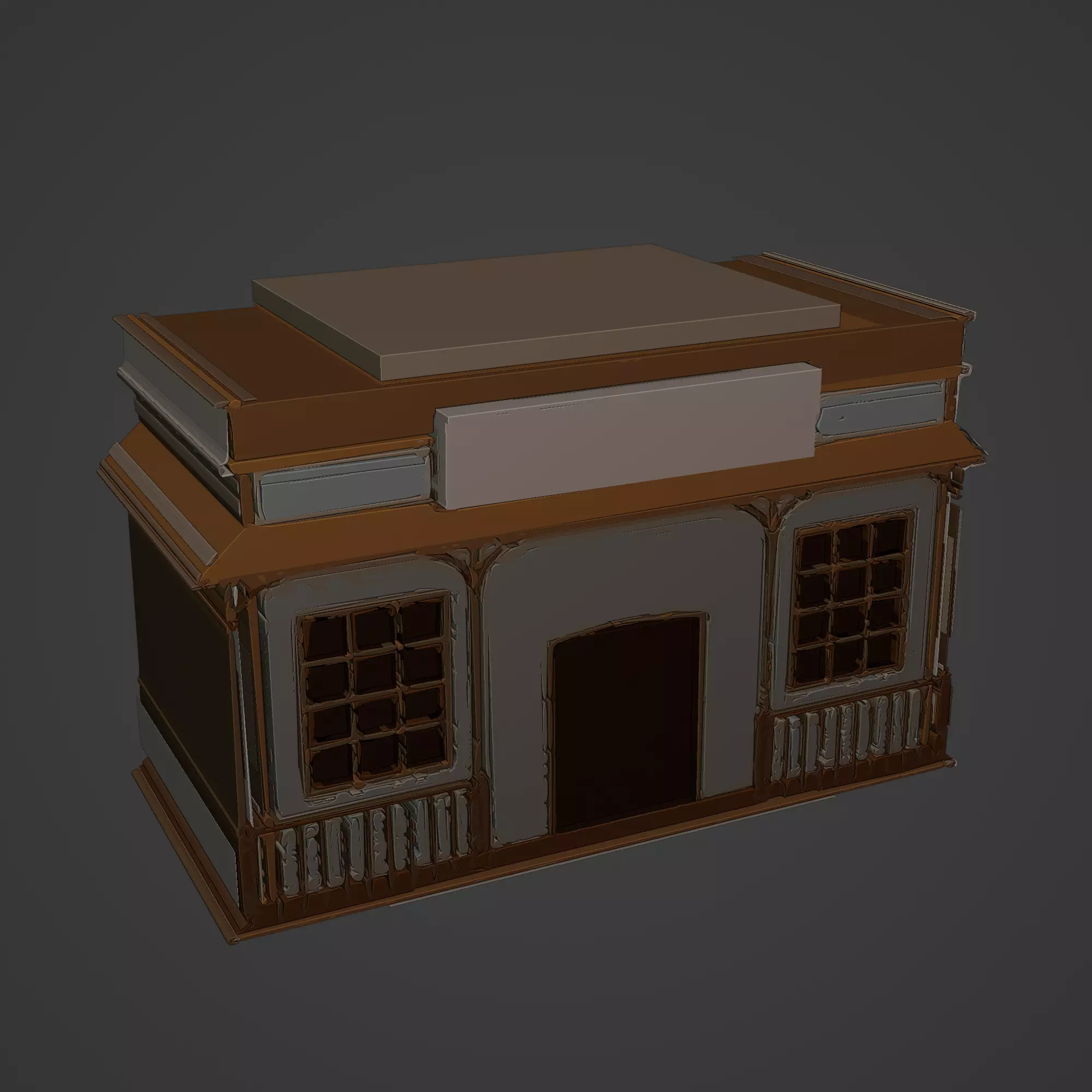Western Building Low-poly 3D model_0