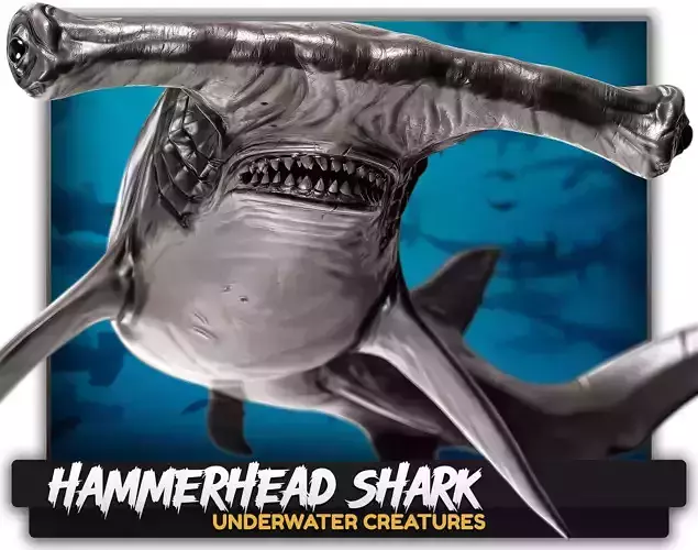 Hammerhead Shark - Ocean Predator - Underwater Creature - 29 Low-poly 3D model
