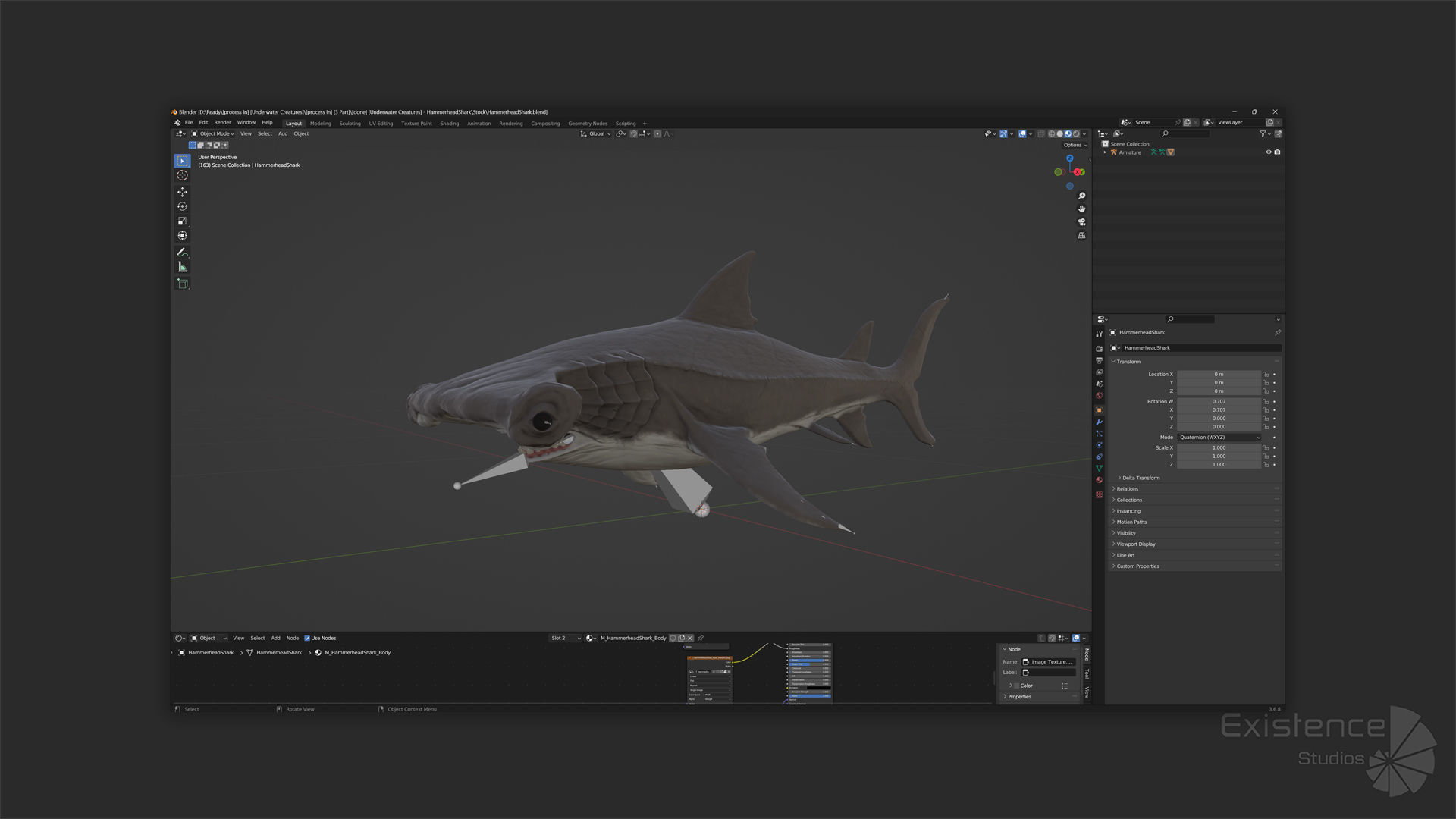 Hammerhead Shark - Ocean Predator - Underwater Creature - 29 Low-poly 3D model_9