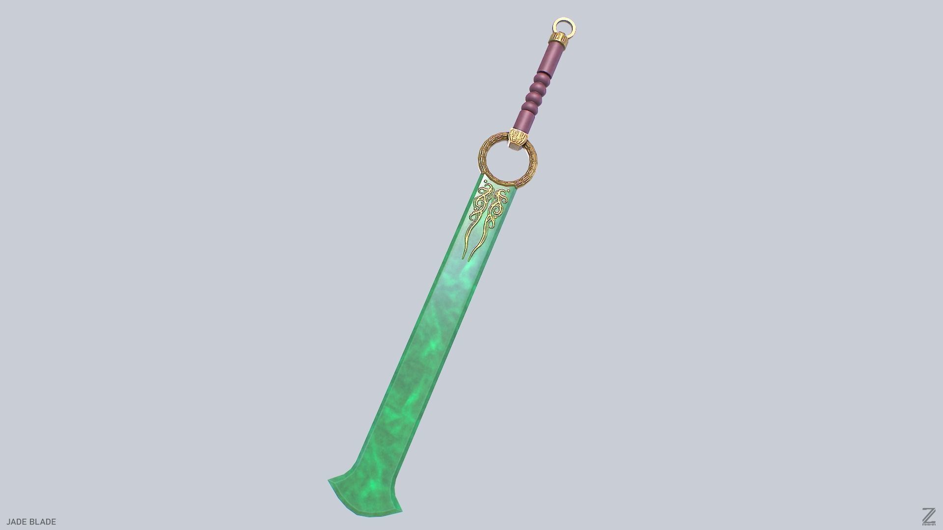 Jade blade Low-poly 3D model_8