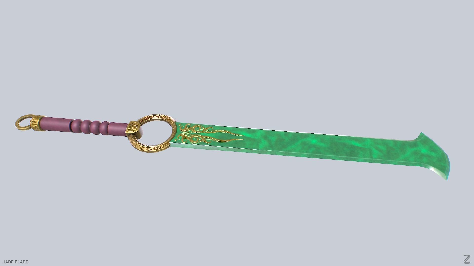 Jade blade Low-poly 3D model_7