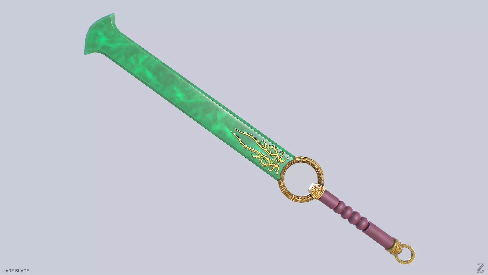 Jade blade Low-poly 3D model_0