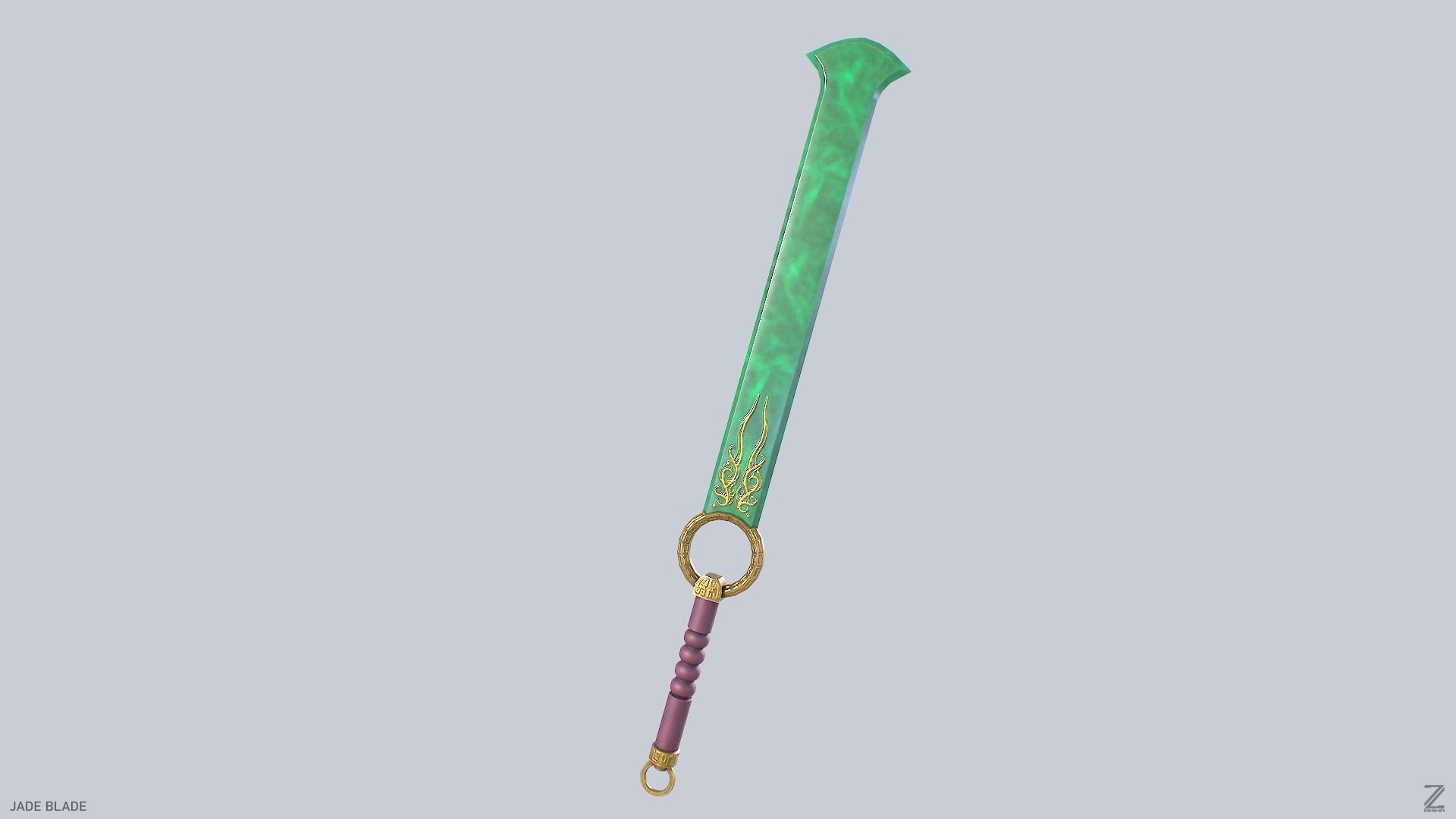 Jade blade Low-poly 3D model_6