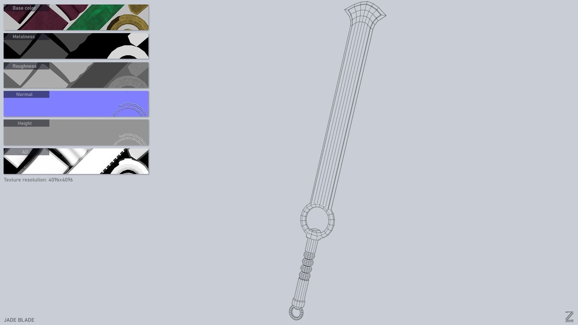 Jade blade Low-poly 3D model_3