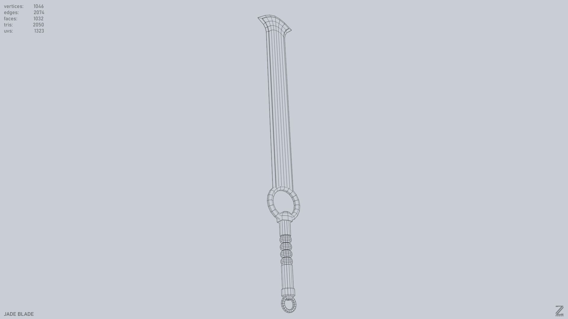 Jade blade Low-poly 3D model_14
