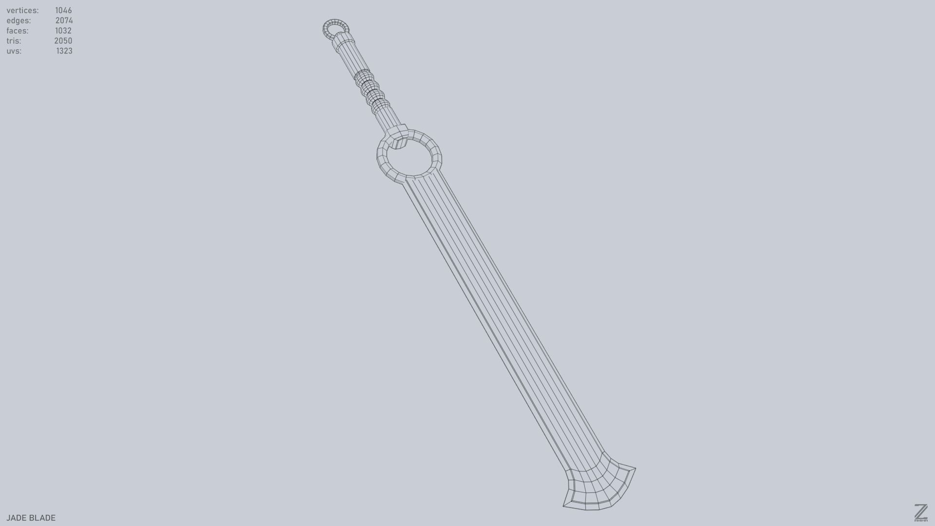 Jade blade Low-poly 3D model_12