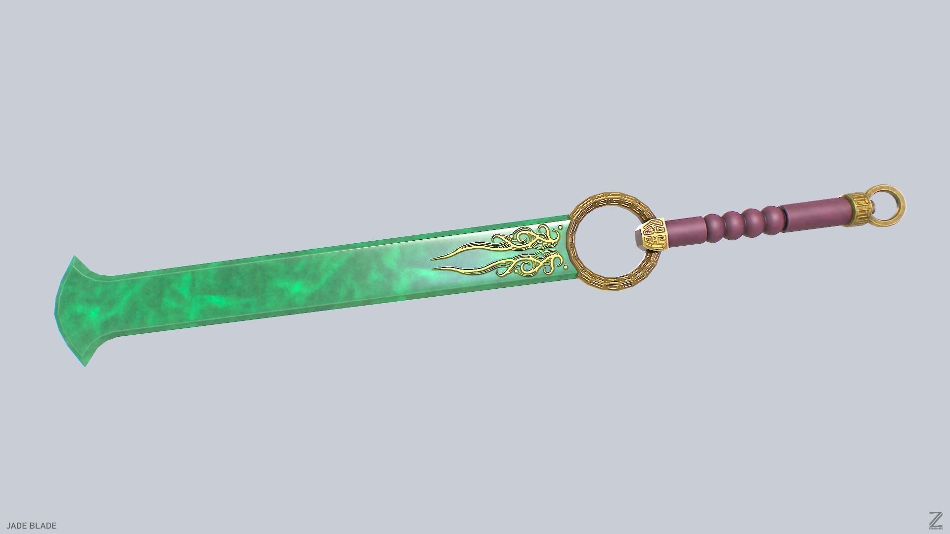 Jade blade Low-poly 3D model_4