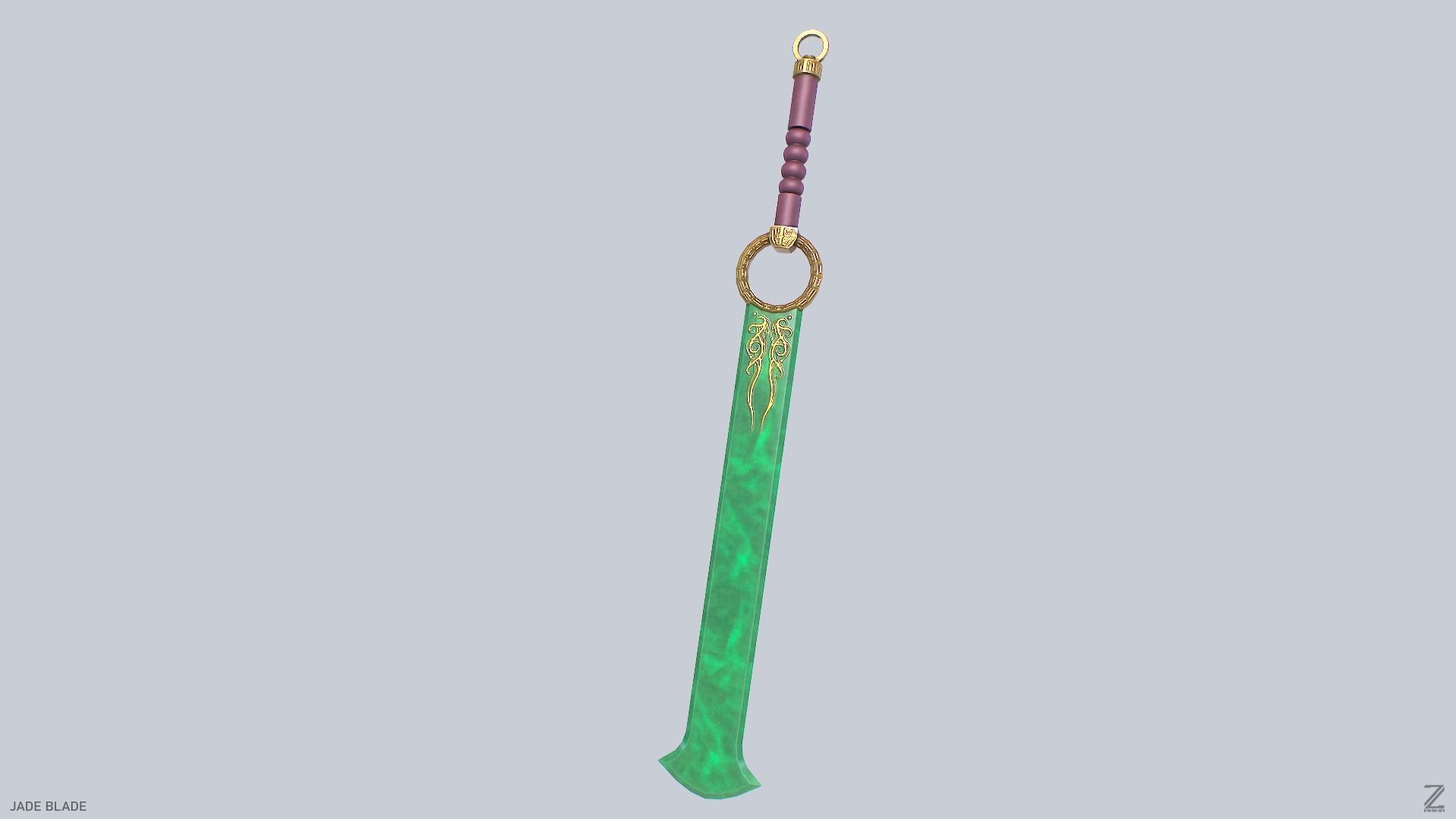 Jade blade Low-poly 3D model_5