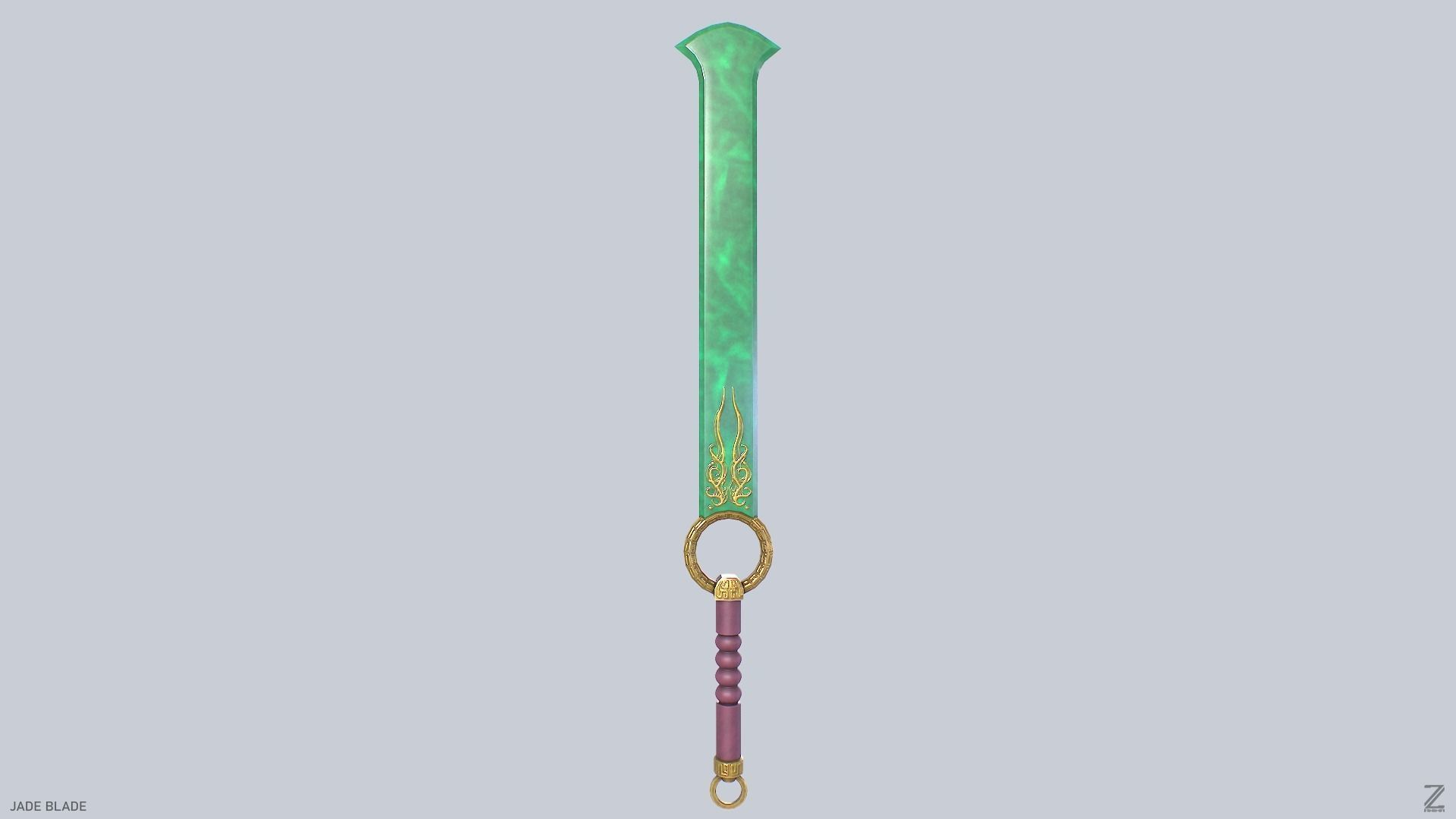Jade blade Low-poly 3D model_2