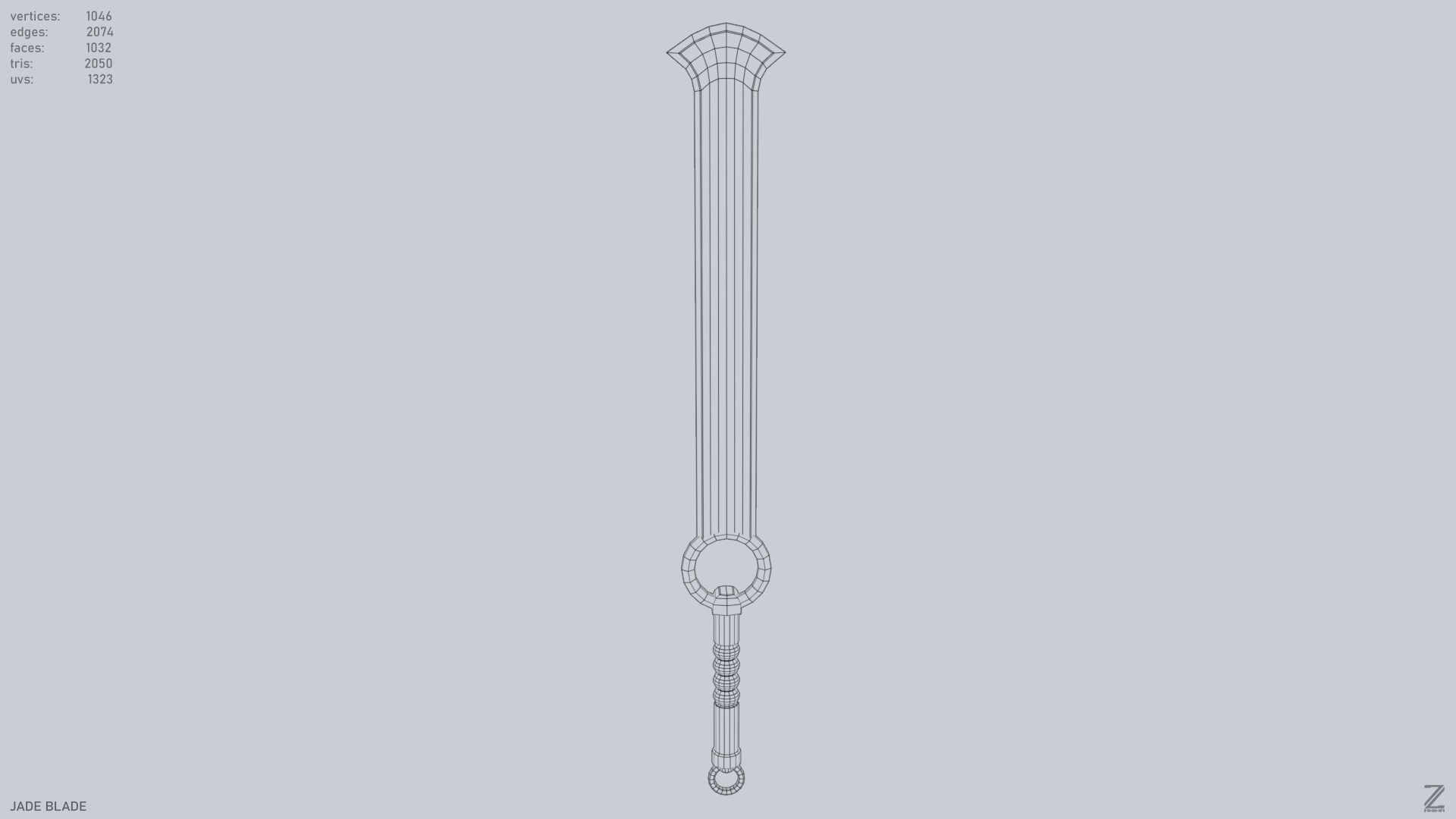 Jade blade Low-poly 3D model_9