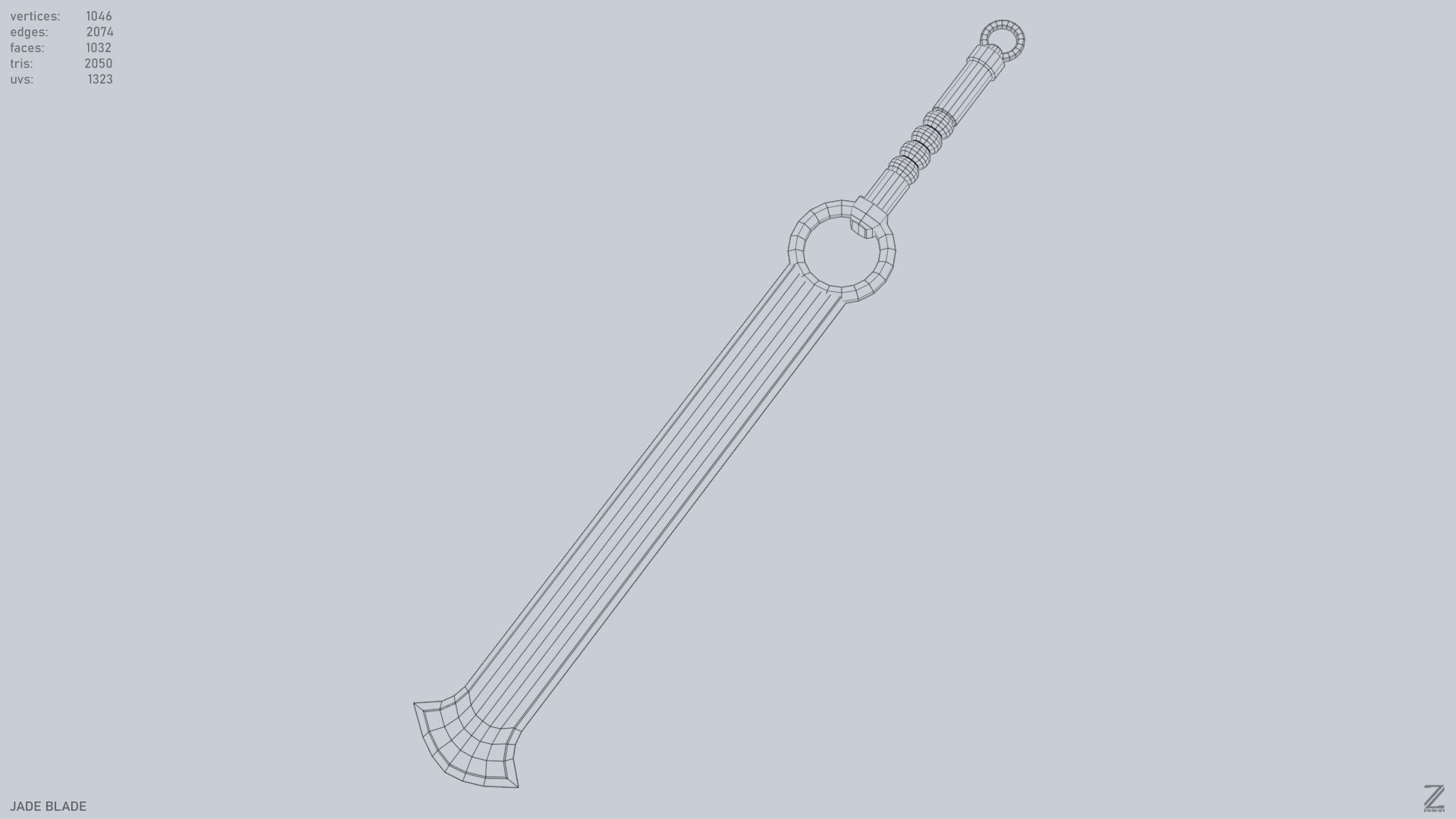 Jade blade Low-poly 3D model_11